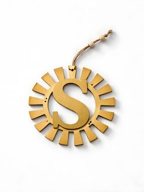 Gold Monogram Letter S Wall Hanging - Decorative Sunburst Initial